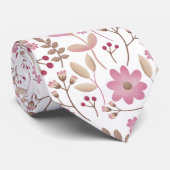 Cravate en fleurs rose et beige douce (Roulé)