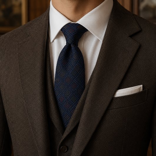 Cravate en jacquard Dobby Impérial Navy