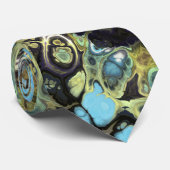 Cravate en marbre bleu et vert olive Aqua (Roulé)