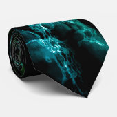 Cravate en marbre noir bleu vert néon (Roulé)