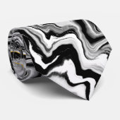 Cravate en marbre noir et blanc, doré (Roulé)