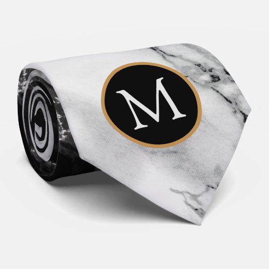 Cravate en marbre noir noir noir (Roulé)