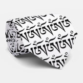 Cravate en noir sur les symboles Om blancs (Roulé)