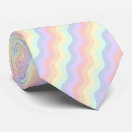 Cravate en pastel de vagues d'arc-en-ciel (Roulé)