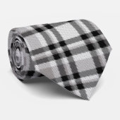 Cravate en plaid noir blanc et gris (Roulé)