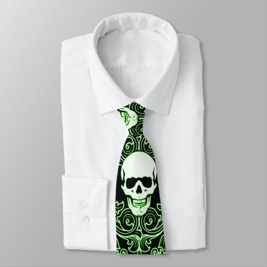 Cravate en soie gothique verte de Reaper des (Attaché)