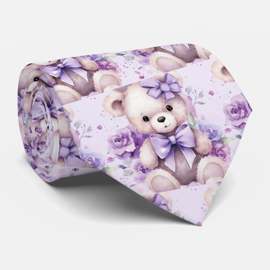 Cravate en Teddy Bear Violet Lilas (Roulé)
