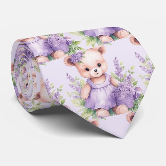 Cravate en Teddy Bear Violet Lilas (Roulé)