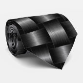 Cravate en treillis argenté gris noir (Roulé)