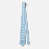 Cravate En vichy Décontracté Monogramme bleu (Devant)