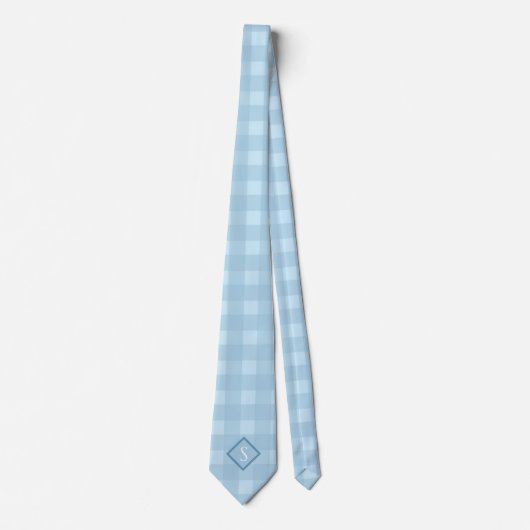 Cravate En vichy Décontracté Monogramme bleu (Devant)