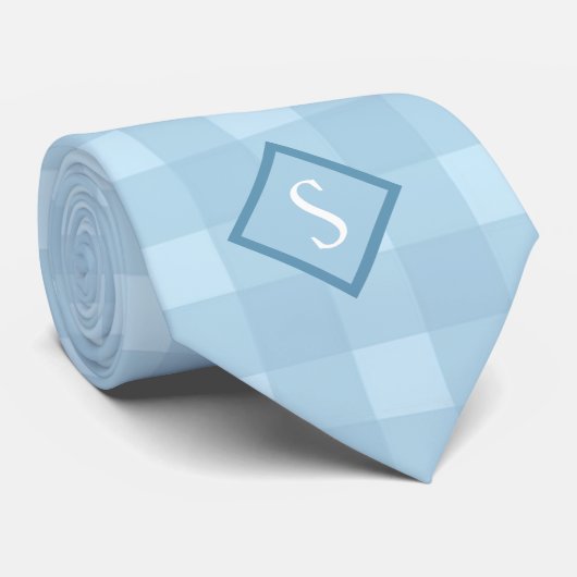 Cravate En vichy Décontracté Monogramme bleu (Roulé)