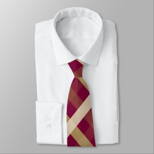 Cravate En vichy diagonale en Bourgogne, Beige, Crème