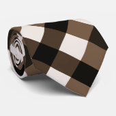 Cravate En vichy diagonale en Brown foncé, Café, Crème (Roulé)