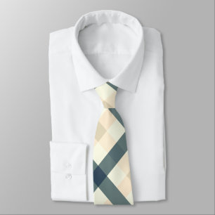 Cravate En vichy diagonale en crème et gris ardoise