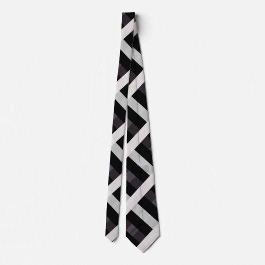Cravate En vichy diagonale en noir, marine foncée, gris cl (Dos)