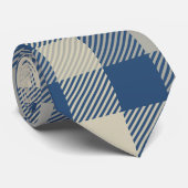 Cravate en vichy en bleu marine, Crème (Roulé)