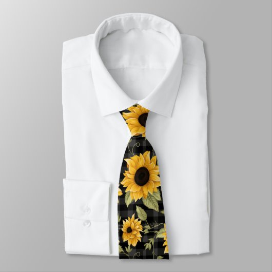 Cravate en vichy Motif tournesol (Attaché)