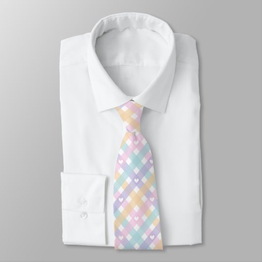 Cravate en vichy Plaids Coeurs Motif sans couture (Attaché)