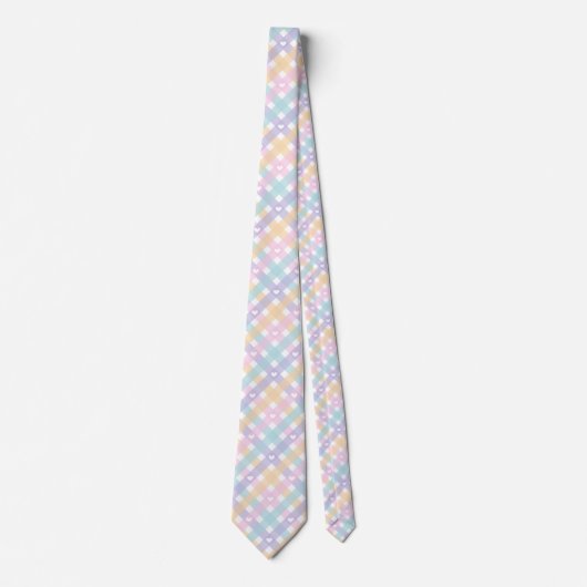 Cravate en vichy Plaids Coeurs Motif sans couture (Devant)