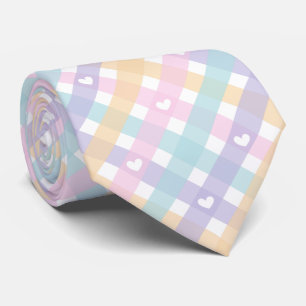 Cravate en vichy Plaids Coeurs Motif sans couture