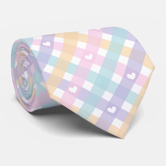 Cravate en vichy Plaids Coeurs Motif sans couture (Roulé)