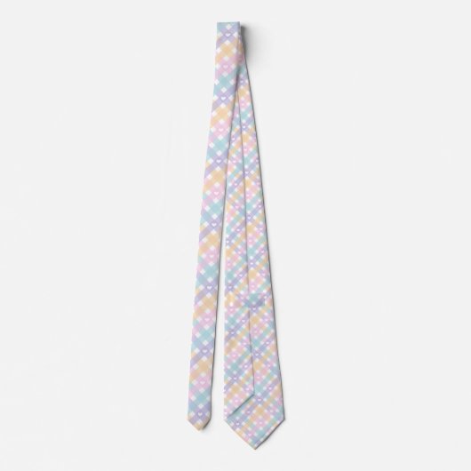 Cravate en vichy Plaids Coeurs Motif sans couture (Dos)