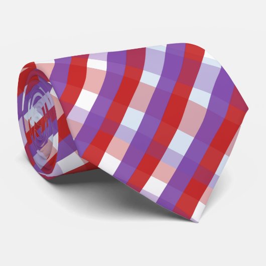Cravate En vichy rouge et pourpre triés (Roulé)