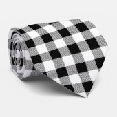 Cravate en vichy Vérifier noir et blanc (Roulé)