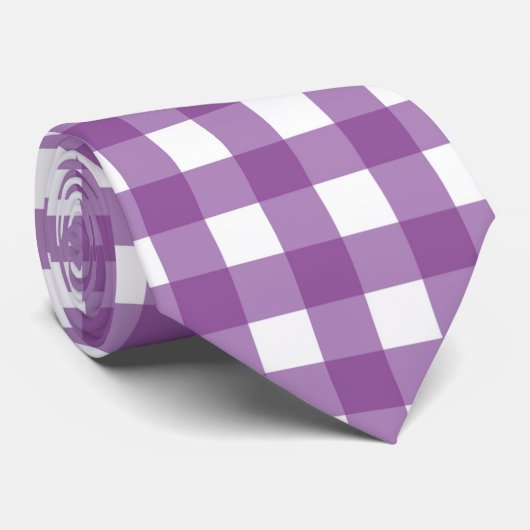 Cravate En vichy violet et violet clair (Roulé)