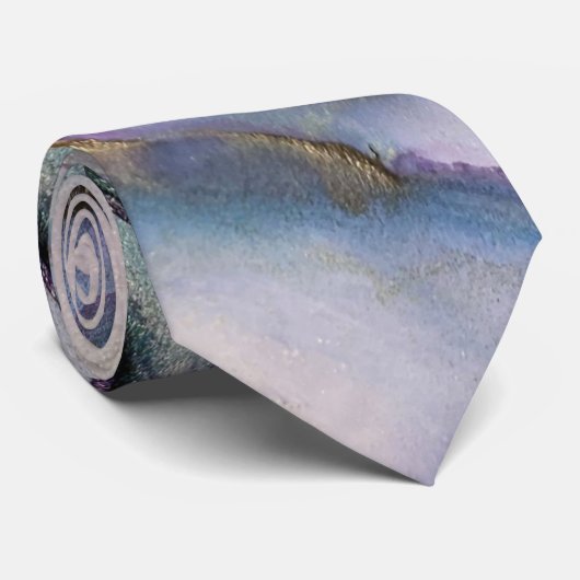 Cravate Encre Abstraite d'alcool brillant violet Turquoise (Roulé)
