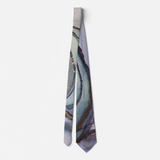 Cravate Encre Abstraite d'alcool brillant violet Turquoise (Dos)