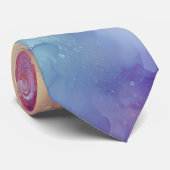 Cravate Encre d'alcool orange et violet Abstraite (Roulé)