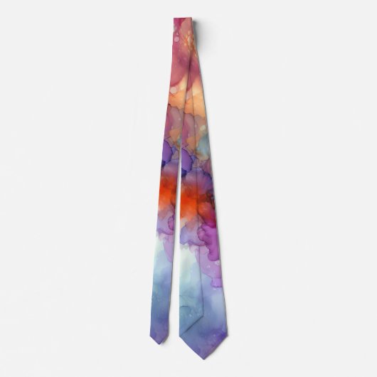 Cravate Encre d'alcool orange et violet Abstraite (Dos)