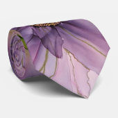 Cravate Encre d'alcool rose et violet Peint Fleur (Roulé)