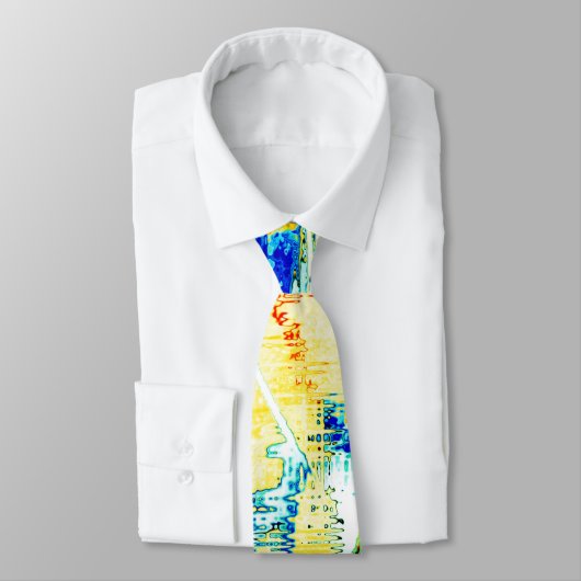 Cravate Encre drainée non, image de jaune, taches de cyan  (Attaché)