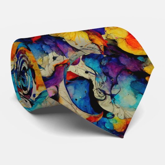 Cravate Encre liquide colorée Abstraction (Roulé)