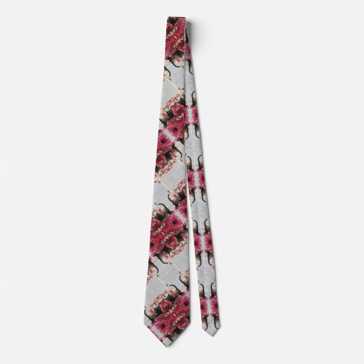 Cravate Endormez-vous pour rêver Chat noir Fleurs roses ch (Devant)