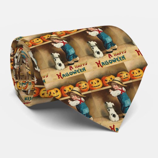 Cravate enfant mignon, chiot, jackolanterns (Roulé)