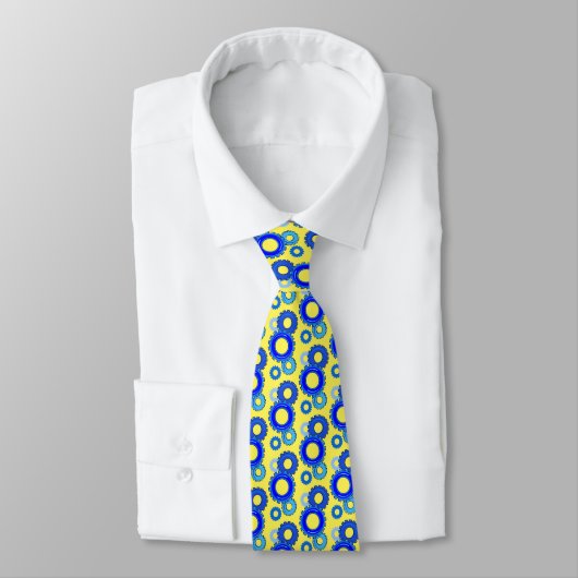 Cravate Engins d'ingénierie bleu et jaune élégant (Attaché)