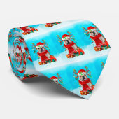 Cravate English Bulldog in snow with Christmas gifts (Roulé)