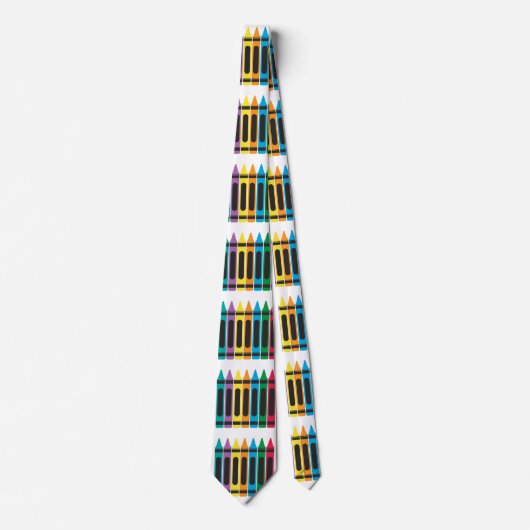 Cravate Enseignant coloré Crayon Motif scolaire Retro (Devant)