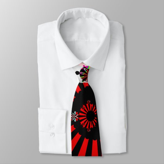 Cravate Ensemble complet mandelbrot noir et rouge belle co (Attaché)