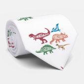 Cravate Ensemble de silhouettes de différents dinosaures (Roulé)