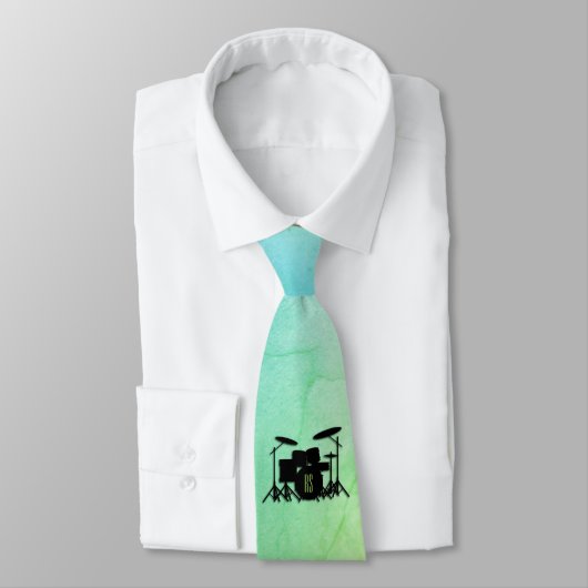 Cravate Ensemble de tambour monogramme vert (Attaché)