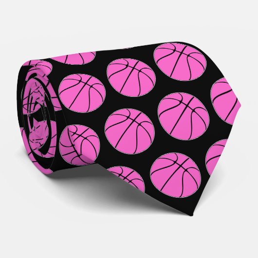 Cravate Entraîneur de basket-ball rose Sensibilisation au  (Roulé)