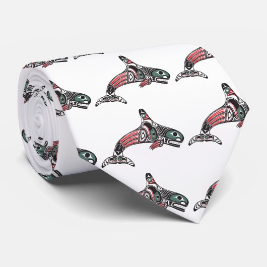 Cravate Épaulard et Eagle de Tlingit (Roulé)