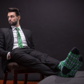 Cravate Épingle de Bowling de Jacquard Green Retro