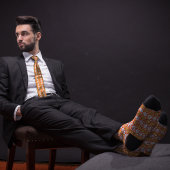 Cravate Épingle de Bowling Jacquard Orange Retro