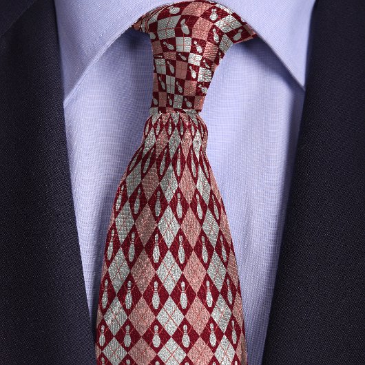 Cravate Épingle de Bowling Jacquard rouge Retro